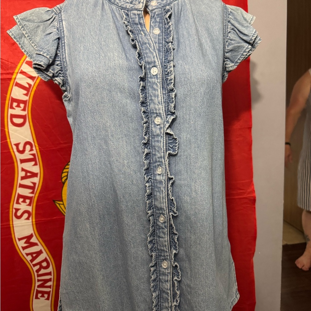 First Love Blue Denim Blouse/Dress NWOT Size Small